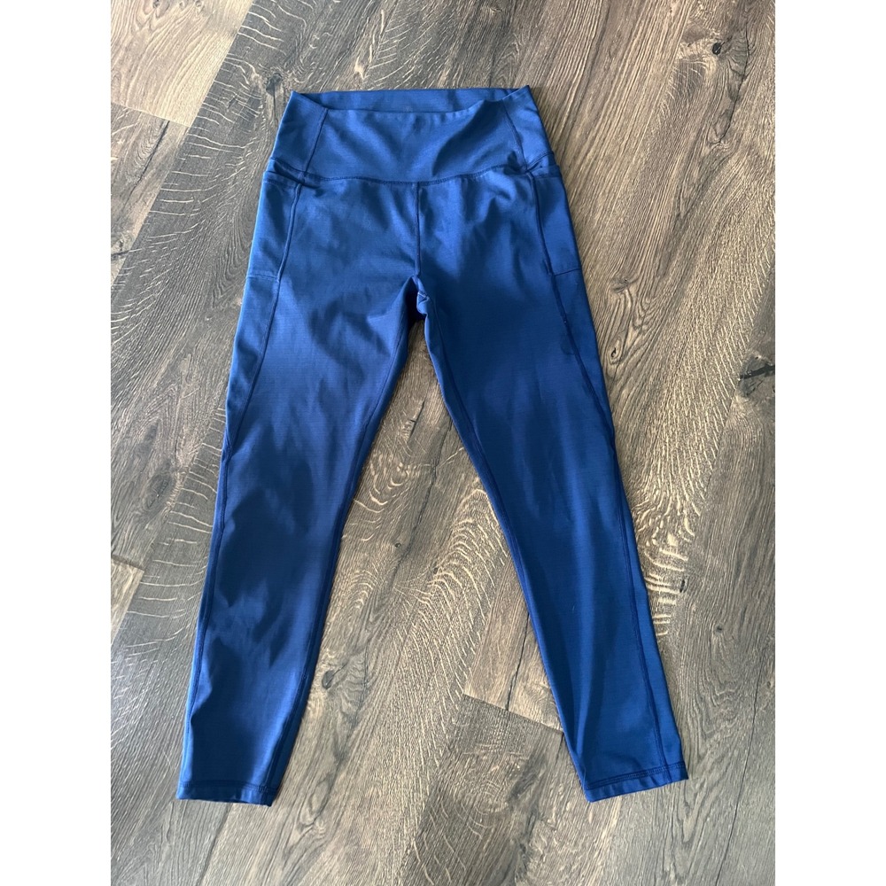 Ellie High Waist Athletic Leggings with Pockets Activewear Blue Size Small